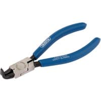 Draper 90° Tip Internal Circlip Pliers, 130mm with blue rubber grips and angled black metal tips.