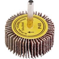 Draper abrasive flap wheel, 50x20mm, 40 grit, with yellow center label and metal shank.