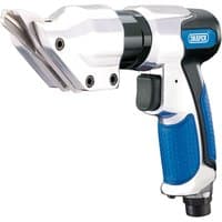 Silver and blue Draper air shears with ergonomic grip and dual cutting blades.