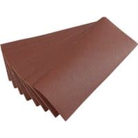 Draper aluminium oxide sanding sheets, brown, 232 x 92mm, 100 grit, pack of 10, fanned out display.