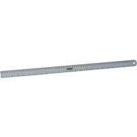 Silver Draper aluminium rule, 600mm/24", with metric and imperial markings, hole for hanging at one end.