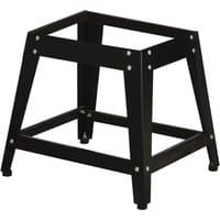 Black metal Draper bandsaw stand with square frame and angled legs, designed for stability and support.