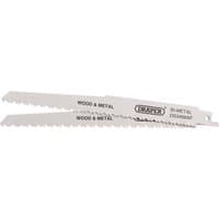 Draper bi-metal reciprocating saw blades, 200mm, silver with black text, pack of 2, 6-12tpi for multi-purpose cutting.