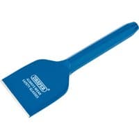 Blue Draper brick bolster, 225 x 75mm, with a wide flat blade and ergonomic handle, display packed.