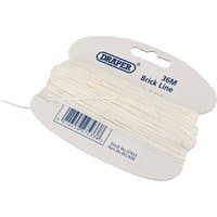 White Draper brick line, 36m, wound on a flat, oval cardboard spool with blue branding and barcode.