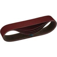Maroon Draper cloth sanding belt, 50 x 686mm, 80 grit, pack of 5, looped design with textured abrasive surface.