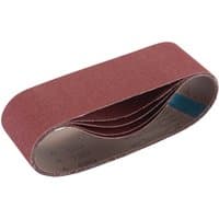 Draper cloth sanding belt, 75 x 533mm, 120 grit, reddish-brown color, looped design, pack of 5.