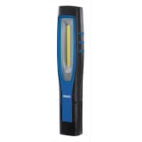 Blue and black Draper rechargeable inspection lamp with COB/SMD LED strip and ergonomic grip.