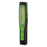 Green and black Draper rechargeable inspection lamp, 7W, 700 lumens, with COB/SMD LED strip and ergonomic handle.