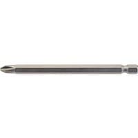 Draper Cross Slot Insert Bit, 1/4" hex, 100mm long, silver metal with a No.2 tip, single piece.