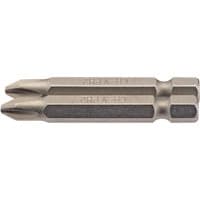 Draper Cross Slot Insert Bit, 1/4" hex, 50mm long, No.2, silver metal with dual tips, pack of 2.