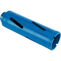Blue Draper diamond core bit, 52 x 150mm, cylindrical with side slots and threaded end.