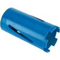 Blue Draper diamond core bit, 78 x 150mm, with slotted sides and serrated cutting edge.
