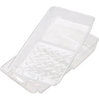 Clear Draper disposable paint tray liners, 100mm, pack of 5, with textured surface for easy paint application.