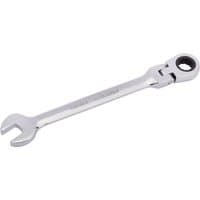 Silver Draper 12mm metric spanner with flexible head and ratcheting mechanism, polished finish.