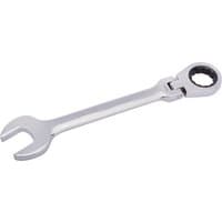 Silver Draper 30mm flexible head ratcheting spanner with open-end and ring head, sleek and polished finish.