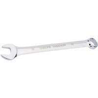 Silver Draper HI-TORQ 15mm short pattern combination spanner with open and ring ends, engraved with brand name.