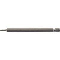 Silver Draper TX-STAR insert bit, 1/4" hex, 100mm long, T6 size, slender and straight with a hexagonal end.