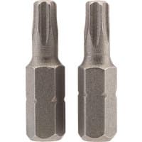 Draper TX-STAR Insert Bit set, 1/4" hex, 25mm long, T25, silver metallic finish, pack of 2.