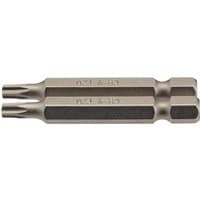 Draper TX-STAR Insert Bit, silver, 1/4" hex, 50mm long, T20, pack of 2, dual-ended with star-shaped tips.