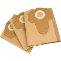 Pack of 3 Draper Dust Bags for WDV15A, brown paper with circular white inlet, folded and stacked.