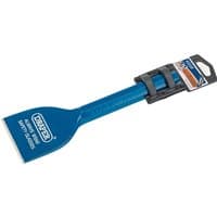 Blue Draper Electrician's Bolster, 225 x 60mm, with a flat chisel blade and ergonomic handle, display packed.