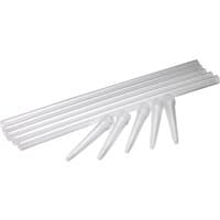 Draper Expanding Foam Gun Nozzle Set, 10 white plastic nozzles with tapered tips and long cylindrical bodies.