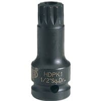 Draper Expert 1/2 Square Drive Drain Plug Key, black metal with ridged top and engraved model number HDPK1.