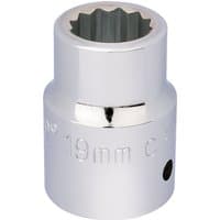Silver Draper Expert 12-point socket, 3/4" square drive, 19mm size, with engraved markings and polished finish.