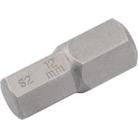 Hexagonal silver 12mm x 30mm insert bit with engraved size markings, designed for mechanic's bit sets.