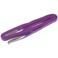 Purple Draper Expert load sling, 1 tonne capacity, 1m x 50mm, with reinforced loops and durable stitching.