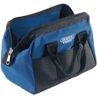 Blue and black Draper Expert 320MM tool bag with zip closure and dual handles.
