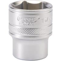 Silver Draper Expert 6 Point Imperial Socket, 1/2" Sq. Dr., 15/16", with knurled grip and engraved branding.