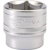 Silver Draper Expert 6 Point Imperial Socket, 3/8" square drive, 1" size, with knurled grip and engraved branding.