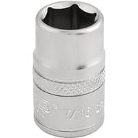 Silver Draper Expert 6-point socket, 3/8" square drive, 7/16" size, with knurled grip and engraved markings.