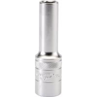 Silver Draper Expert deep socket, 6 point, 10mm, 1/2" square drive, with knurled grip and polished finish.