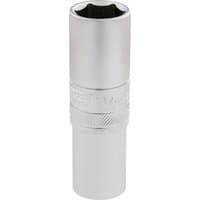 Silver Draper Expert deep socket, 1/2" square drive, 17mm, with knurled grip and six-point design.