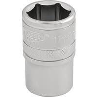 Silver Draper Expert 6 point metric socket, 1/2" square drive, 17mm, with knurled grip and engraved branding.