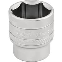 Silver Draper Expert 30mm metric socket, 1/2" square drive, with knurled grip and engraved branding.