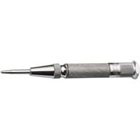 Silver Draper Expert automatic centre punch with textured grip and pointed tip.