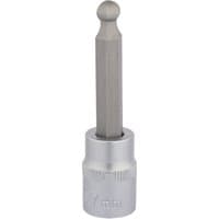 Silver Draper Expert 7mm ball end hexagonal socket bit with 3/8" square drive, featuring a textured grip.