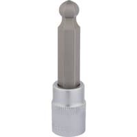 Draper Expert ball end hexagonal socket bit, 3/8" square drive, 9mm, with a silver base and a metallic hexagonal shaft.