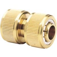 Brass hose repair connector, 3/4 inch, with ribbed grip and threaded ends by Draper Expert