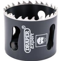 Black Draper Expert cobalt hole saw, 51mm, with sharp teeth and side ventilation slots.