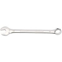 Silver Draper Expert 18mm combination spanner with open and ring ends, polished chrome finish.