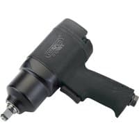 Black Draper Expert air impact wrench, 1/2" square drive, composite body, ergonomic grip, and compact design.