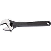Black Draper Expert adjustable wrench, 300mm, with silver crescent jaws and phosphate finish.