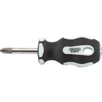 Draper Expert screwdriver, No.2 x 38mm, with black and white soft grip handle and cross slot tip.