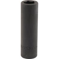 Black Draper Expert deep impact socket, 1/2" square drive, 15mm size, cylindrical shape with engraved branding.