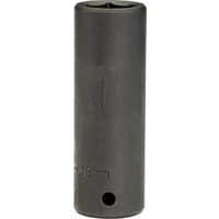 Black Draper Expert deep impact socket, 1/2" square drive, 18mm, cylindrical with a smooth matte finish.